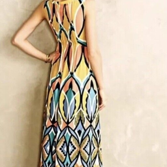 Floreat Dahilia Anthropologie Sleeveless Maxi Womens Dress Spring Colors Size 6 - Picture 4 of 5